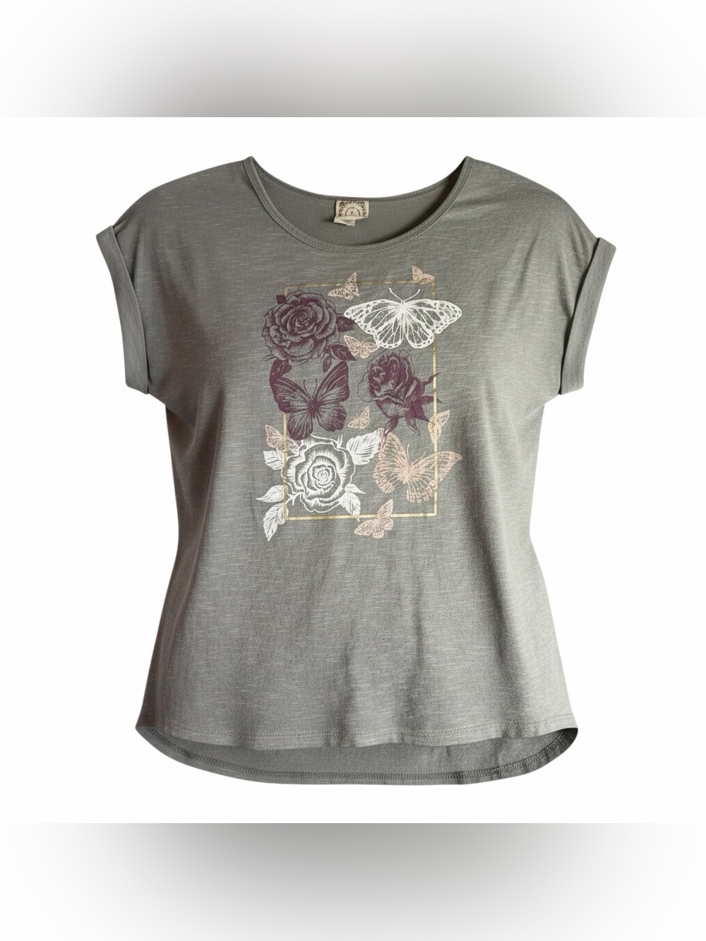 Jessica Simpson 1X Butterfly & Rose Graphic Tee - Y2K Boho